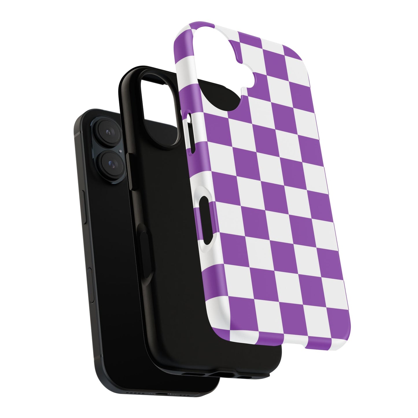 Purple Checkered Phone Case,  iPhone 17 Pro, 17, 16, 15, 14, 13, 12, 11, X, XR, XS MAX, Trendy Gift for Friends, Accessory for Occasions