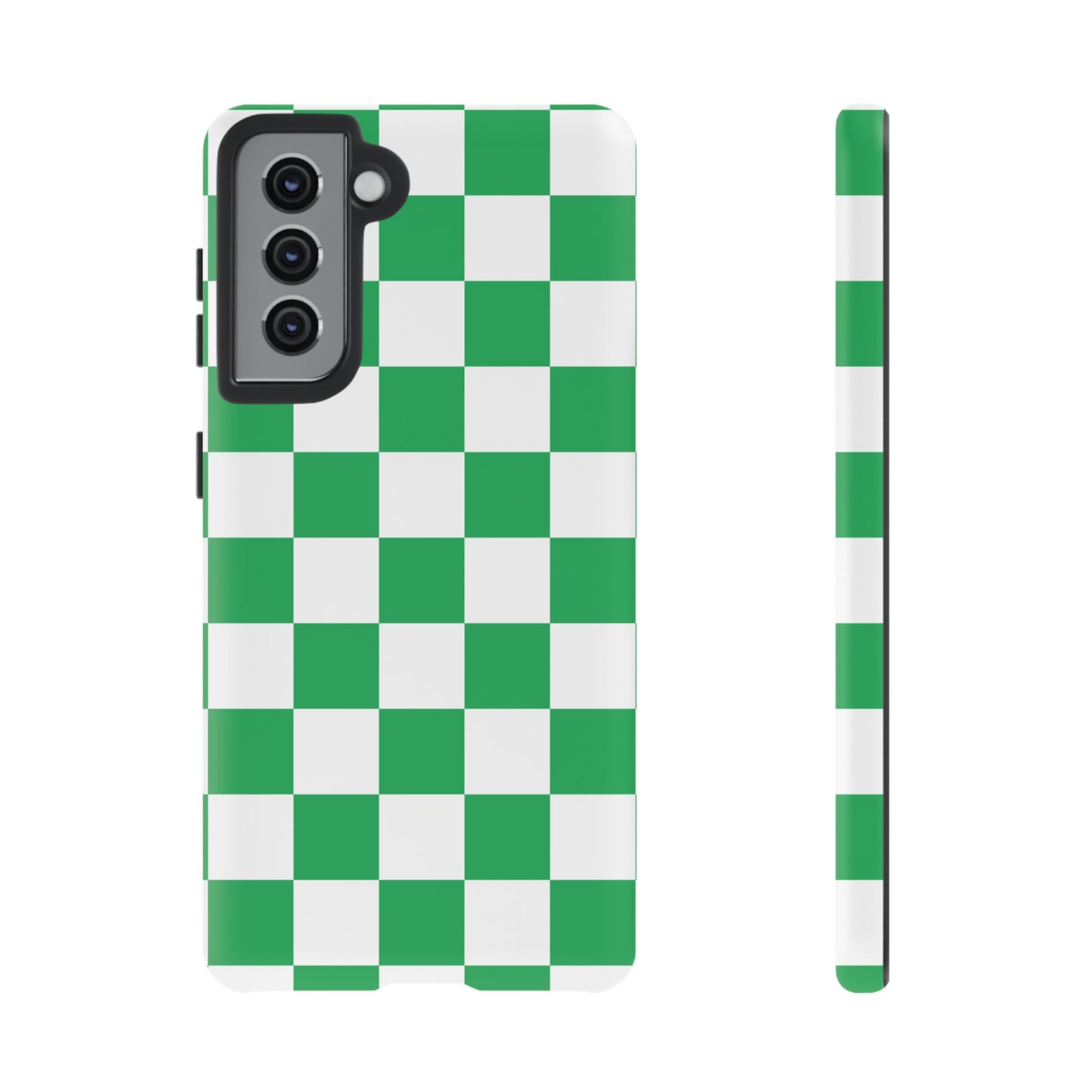 Green Checkered Phone Case, Phone Cases Samsung Galaxy S25, S25 Plus, S24, S24 Plus, S24 Ultra, S23, S22, S22 Plus, S21 Ultra, S21 FE, S20+