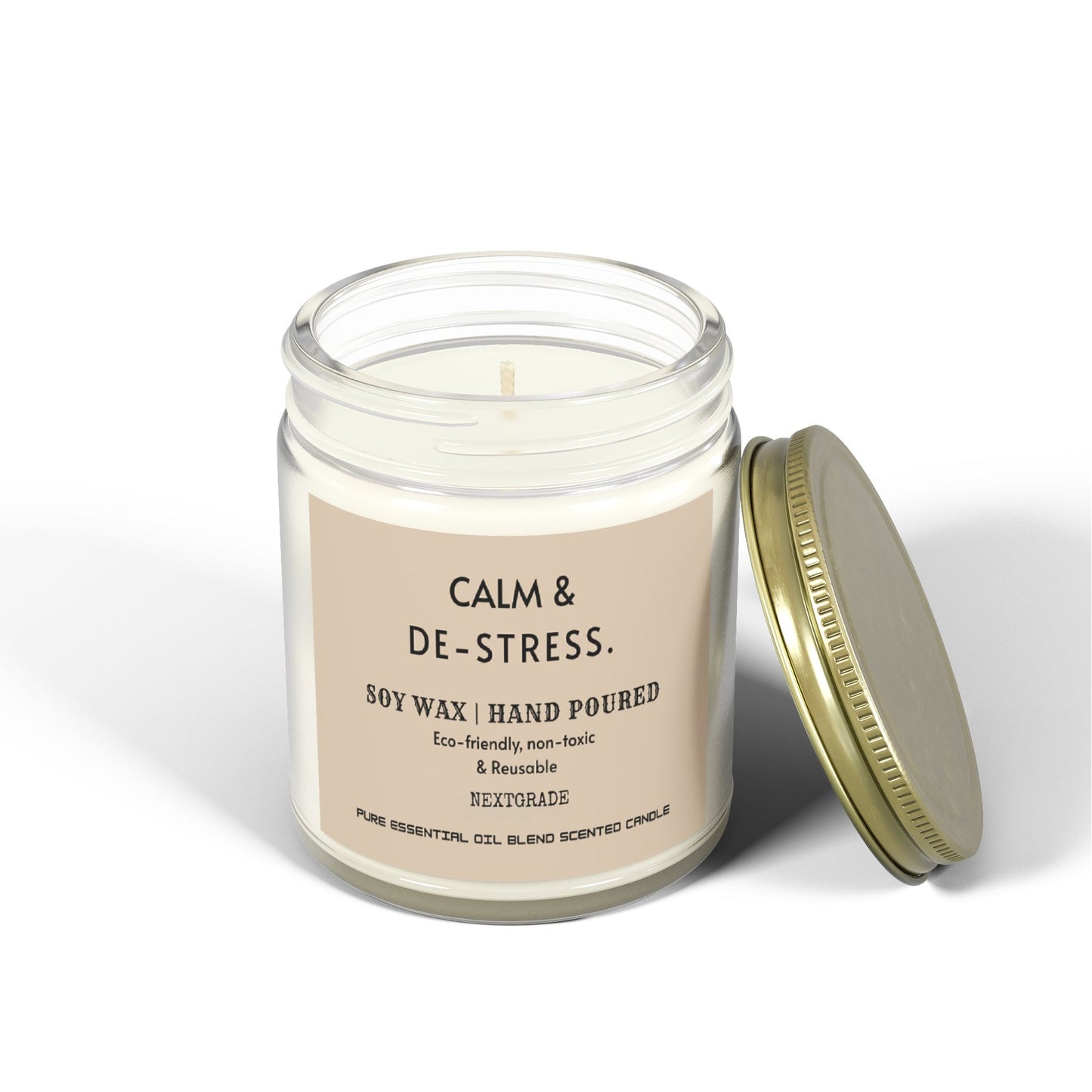Calm And De Stress Soy Wax Candle, Candle Gift, Hand Poured Candle, Scented Candles, Coconut Apricot Wax (4oz, 9oz)