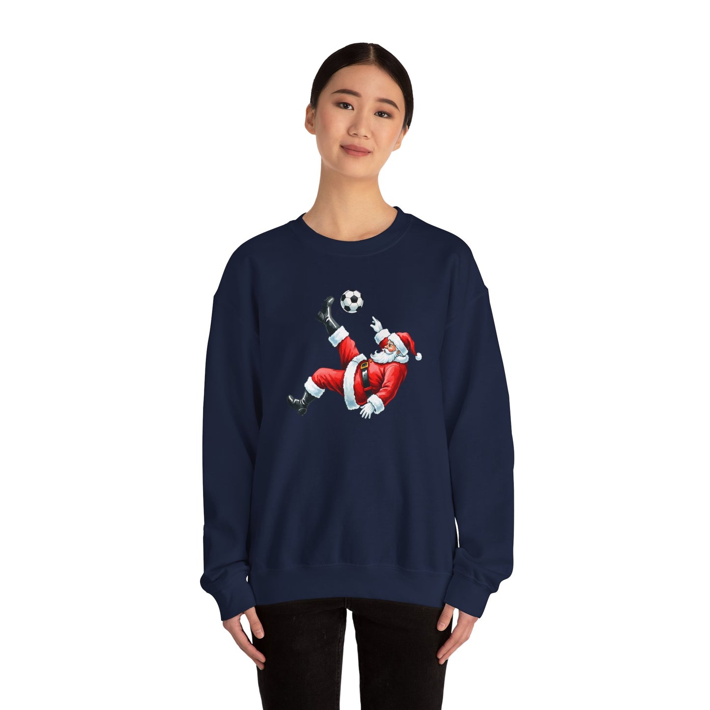 Festive Santa Soccer Crewneck Sweatshirt, Christmas Apparel, Winter Fashion, Holiday Gifts, Sports Lover, Cute Santa Design