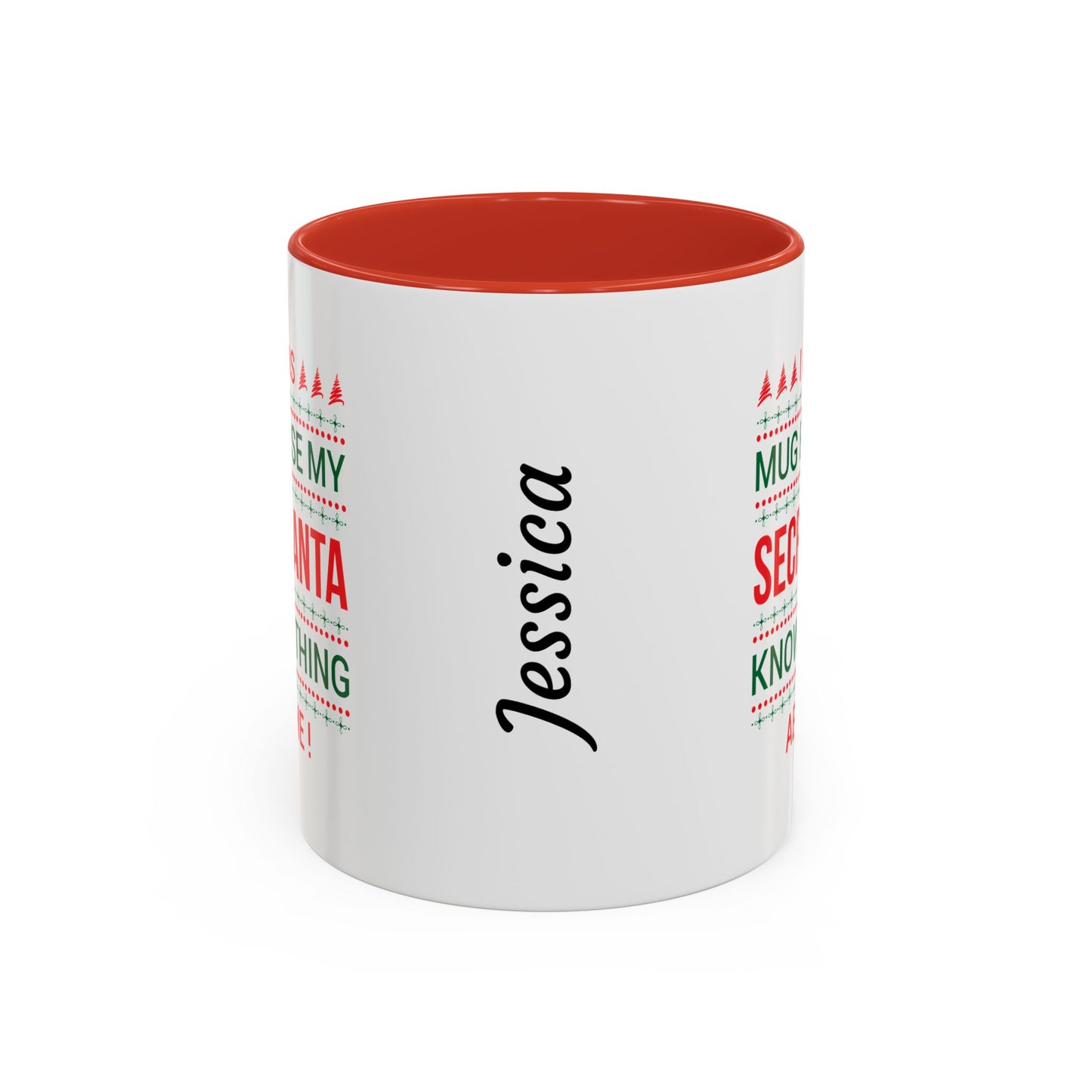Personalized Secret Santa Accent Coffee Mug, Holiday Gift, Funny Christmas Mug, Unique Office Secret Santa Gift, Custom Drinkware
