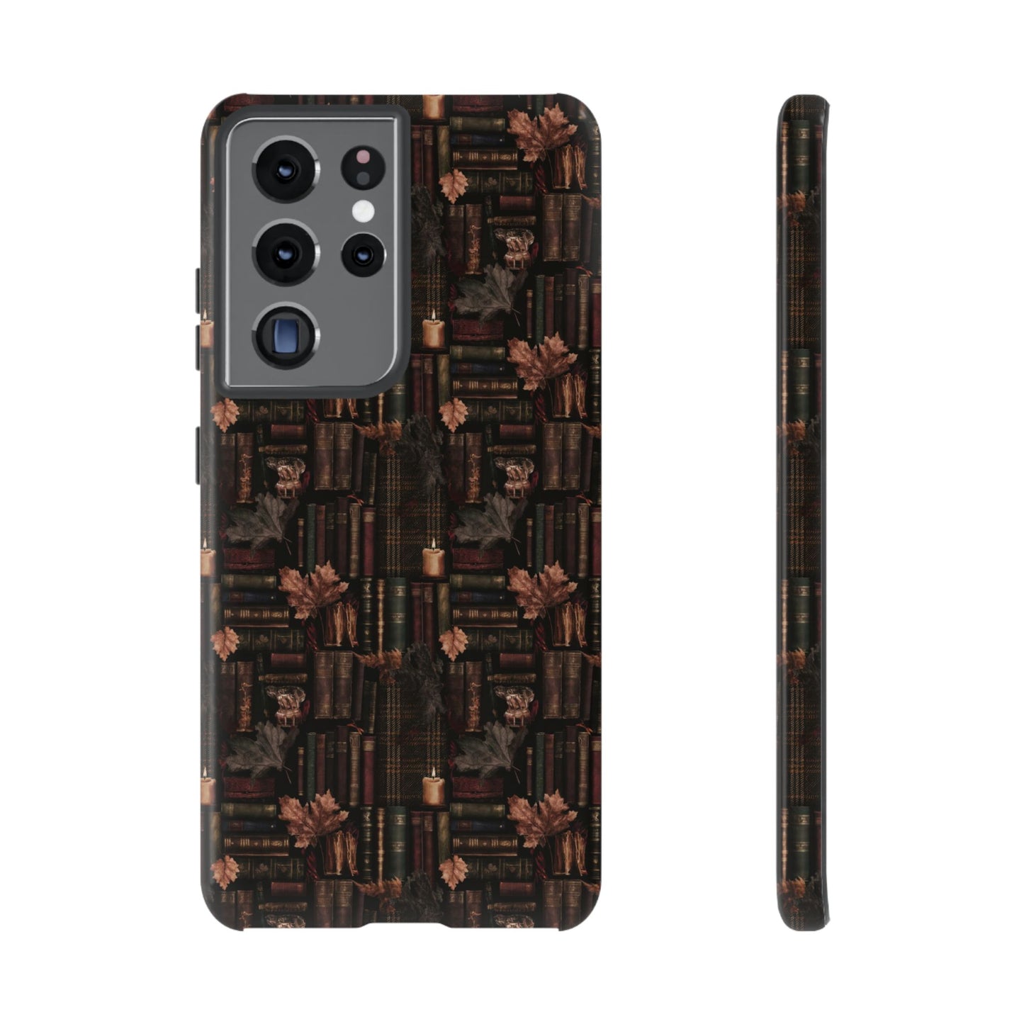 Gothic Phone Case Dark Academia Literary iPhone Samsung Cover with Books & Flowers, Phone case