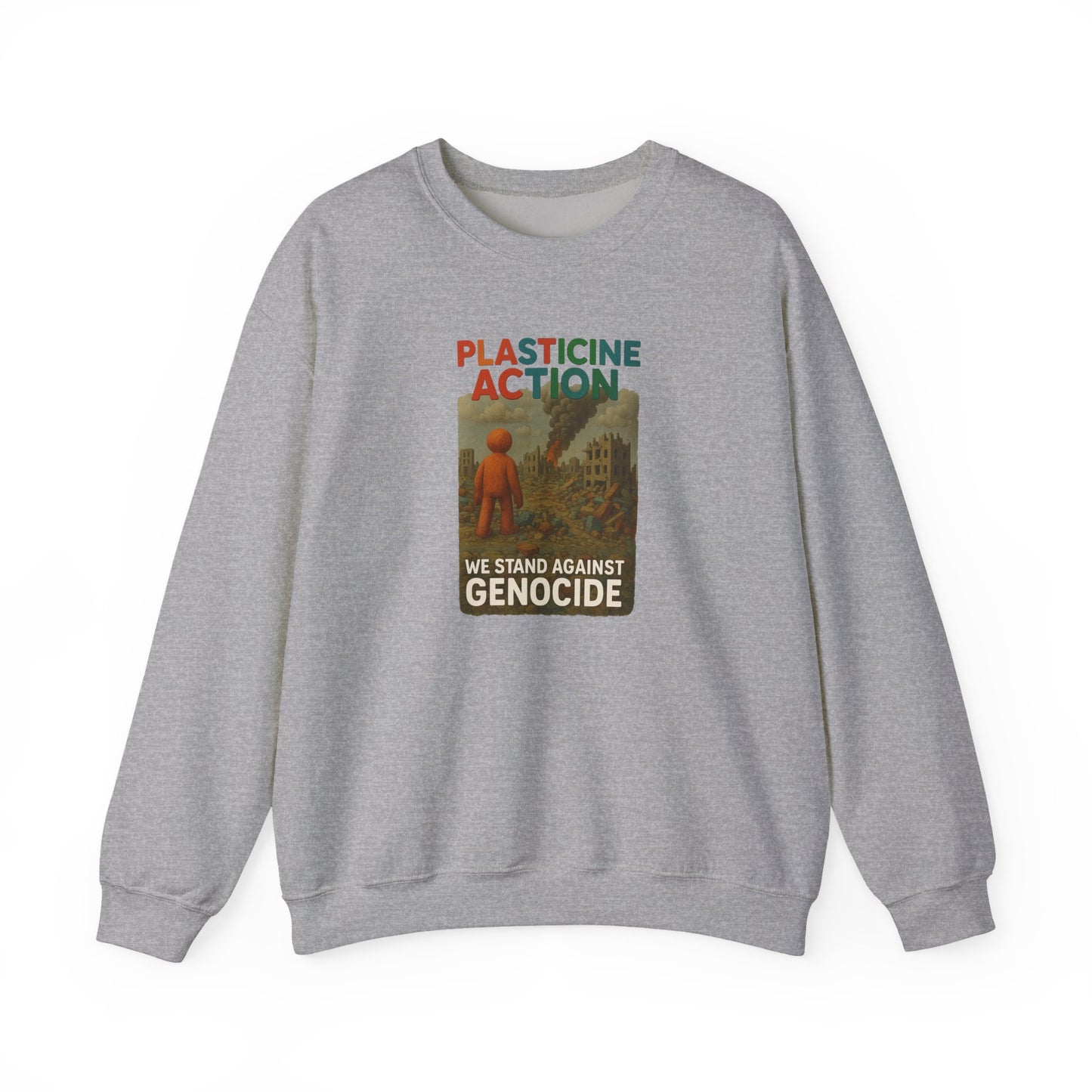We stand against Genocide Crewneck Sweatshirt, Vintage Style, Sustainability Statement, Unisex Gift, Ethical Fashion, Activism Apparel