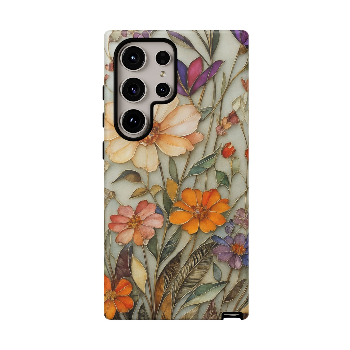 Phone case For iPhone & Samsung, Wildflower Mosaic MagSafe iPhone Case: Botanical Floral Design iPhone