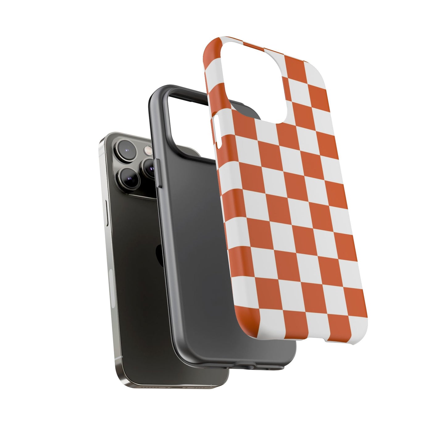 Checkered Phone Case, Checkered Phone Case - iPhone 17 16 15 14 13 12 11 Pro Max  - Trendy Black and Brown Checkerboard