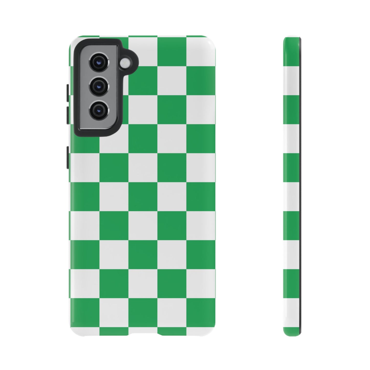 Green Checkered Phone Case, Phone Cases Samsung Galaxy S25, S25 Plus, S24, S24 Plus, S24 Ultra, S23, S22, S22 Plus, S21 Ultra, S21 FE, S20+