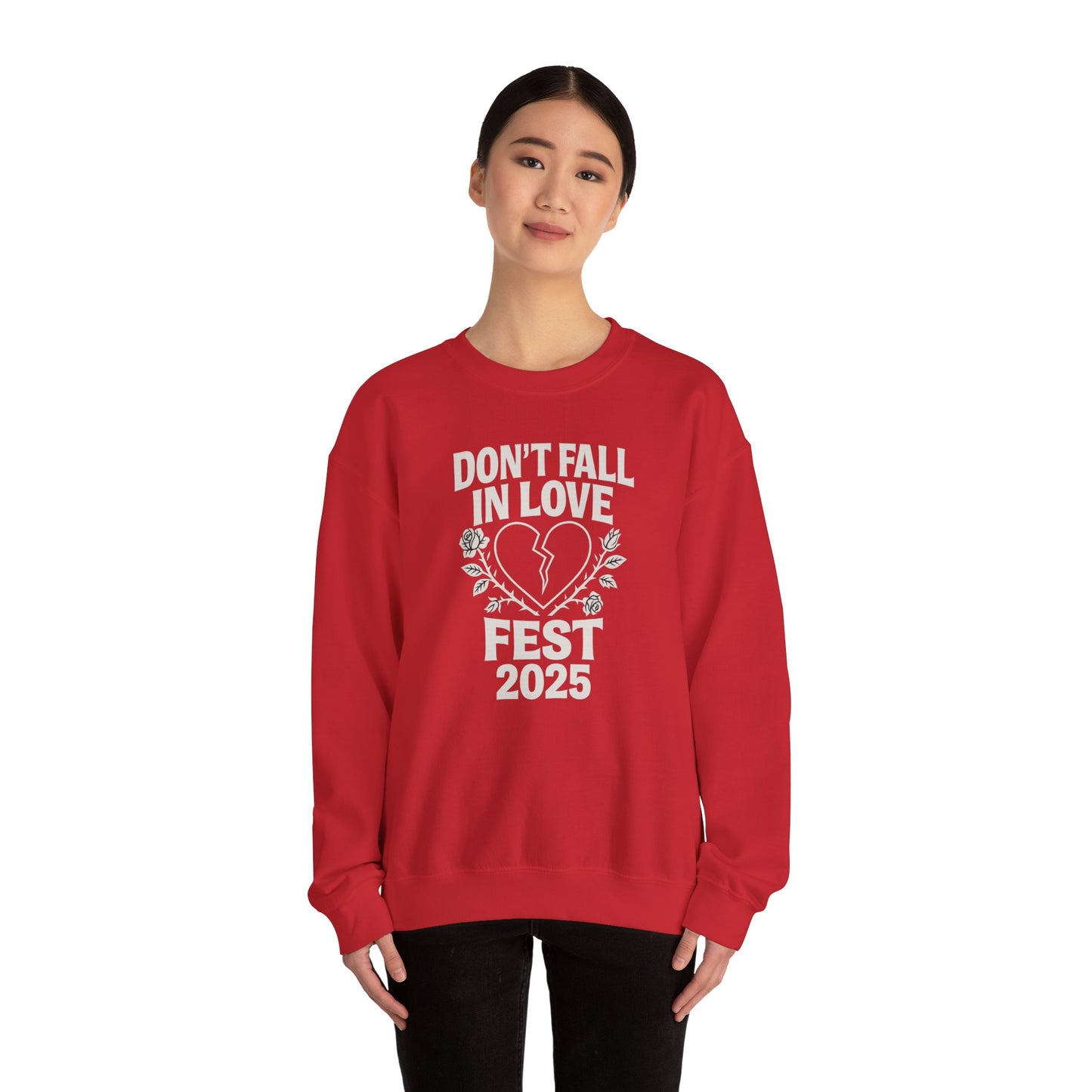 Don't Fall in Love Fest 2025 Sweatshirt, Broken Heart Floral Crewneck, Anti Love Sweater, Festival Aesthetic Pullover, Valentines Gift