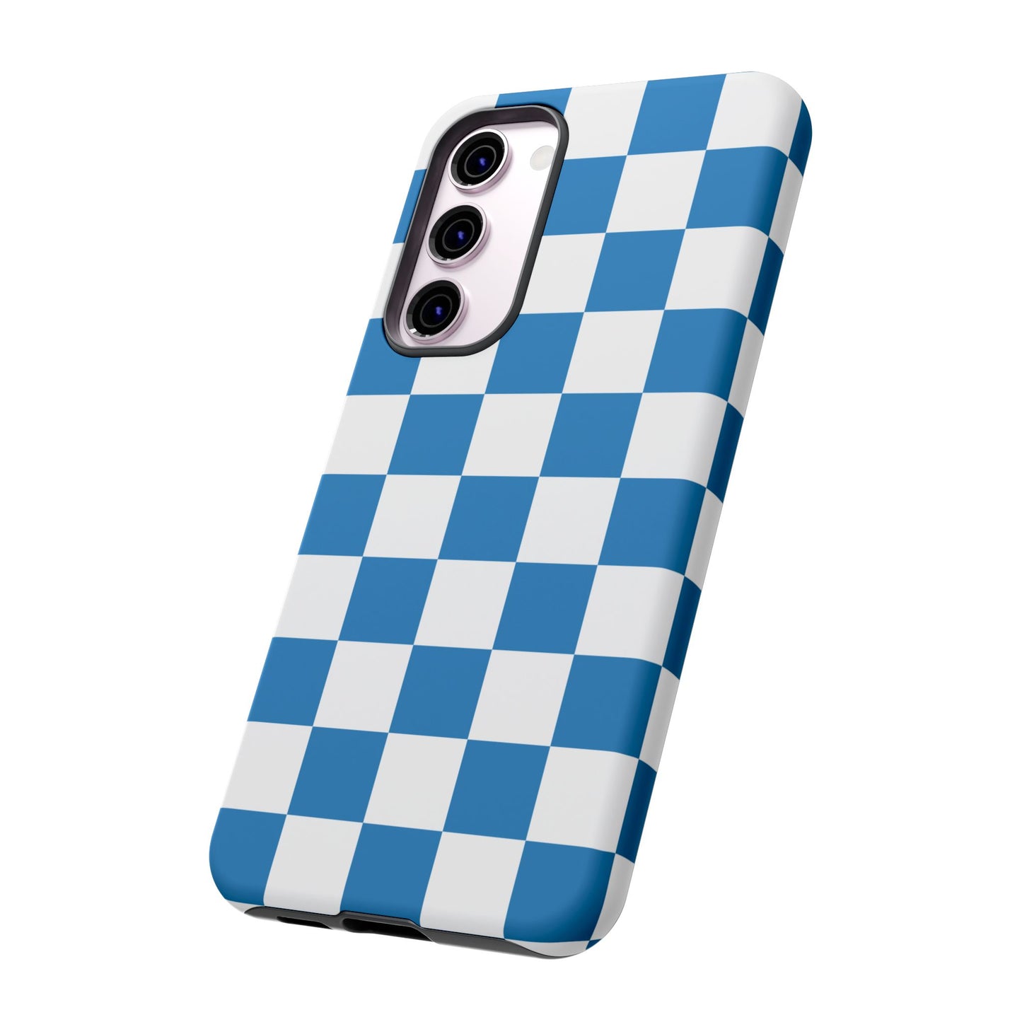 Blue Checkerboard Phone Case, Samsung Galaxy S25, S25 Plus, S24, S24 Plus, S24 Ultra, S23, S22, S22 Plus, S21 Ultra, S21 FE, S20+