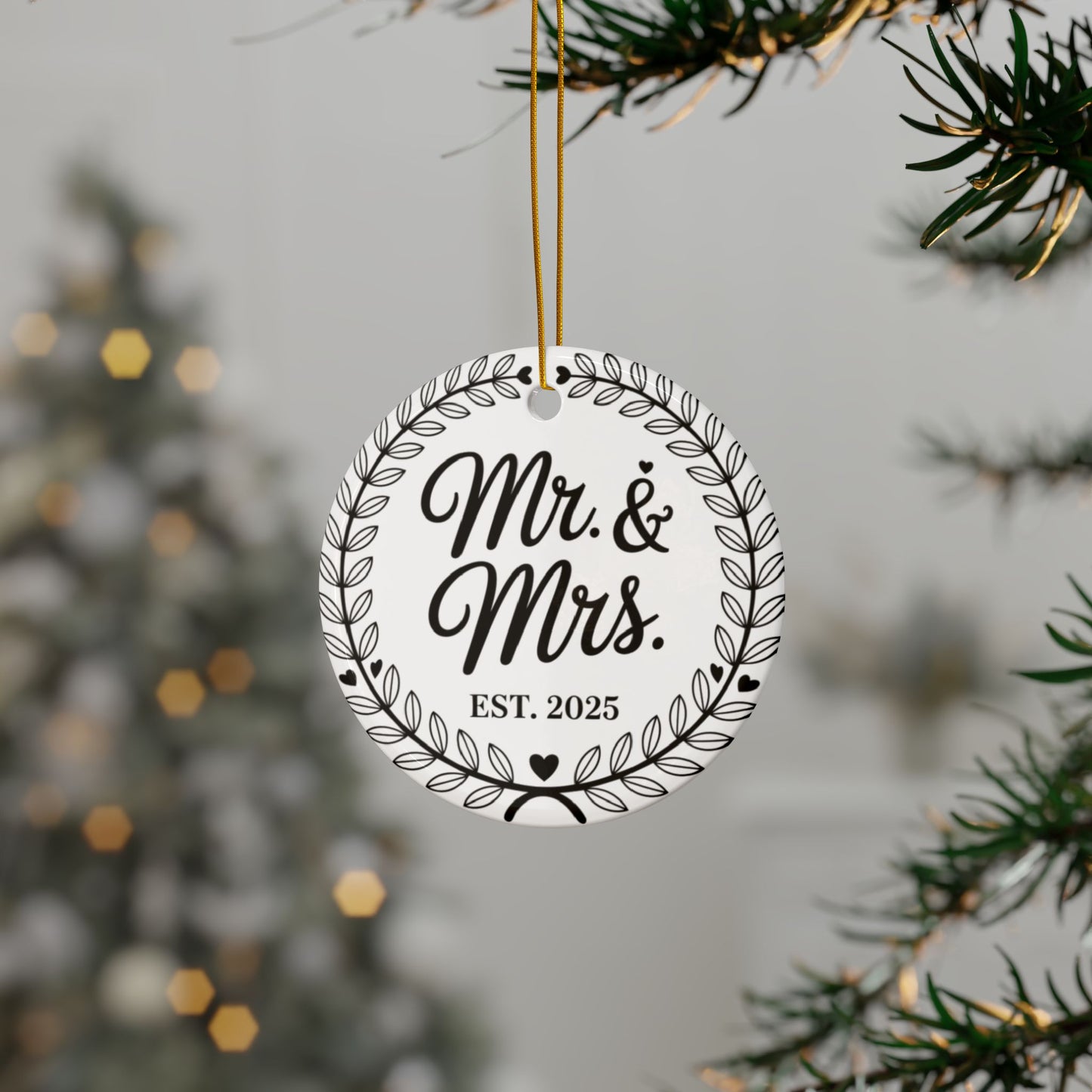 Mr and Mrs Ceramic Ornaments, Wedding & Anniversary Decor, Customizable Gifts, Holiday Keepsakes, Engagement Day