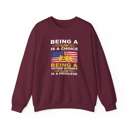 Vietnam Veteran Spouse Sweatshirt, Patriotic Crewneck, Gift for Veteran's Wife, Military Appreciation Apparel, Remembrance Day Gift