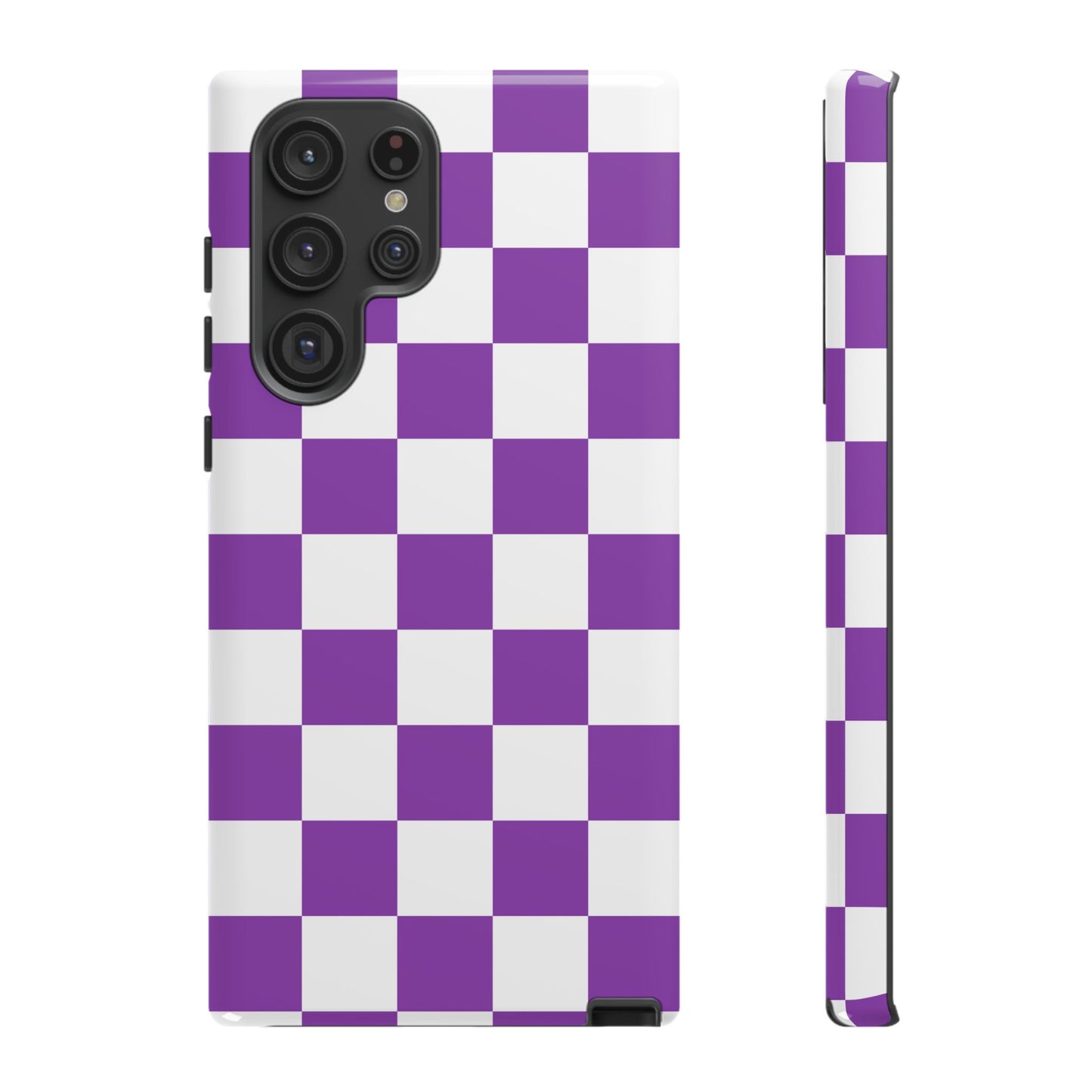 Purple Checkered Phone Case, Samsung Galaxy S25, S25 Plus, S24, S24 Plus, S24 Ultra, S23, S22, S22 Plus, S21 Ultra, S21 FE, S20+