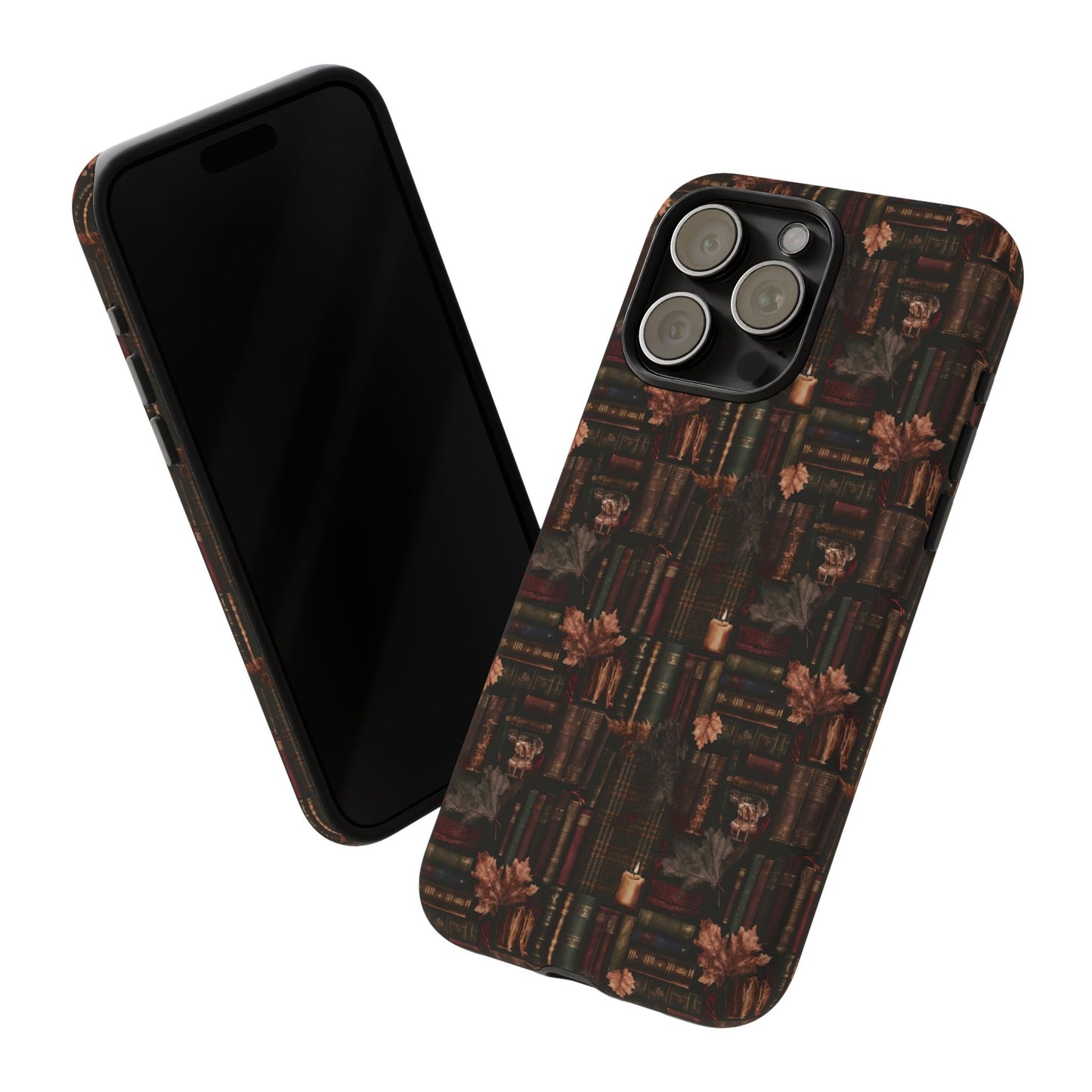 Gothic Phone Case Dark Academia Literary iPhone Samsung Cover with Books & Flowers, Phone case
