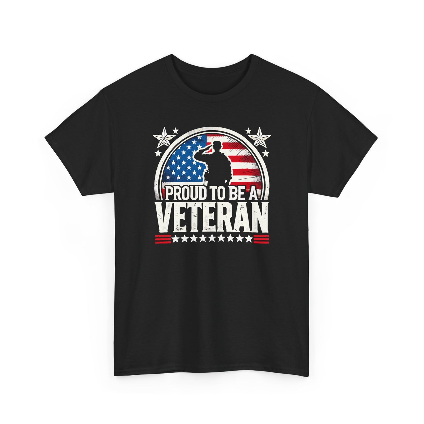 Proud Veteran Heavy Cotton Tee, Army Navy Military Shirt, Gift for Veterans, Memorial Day, Independence Day, Patriotic Apparel