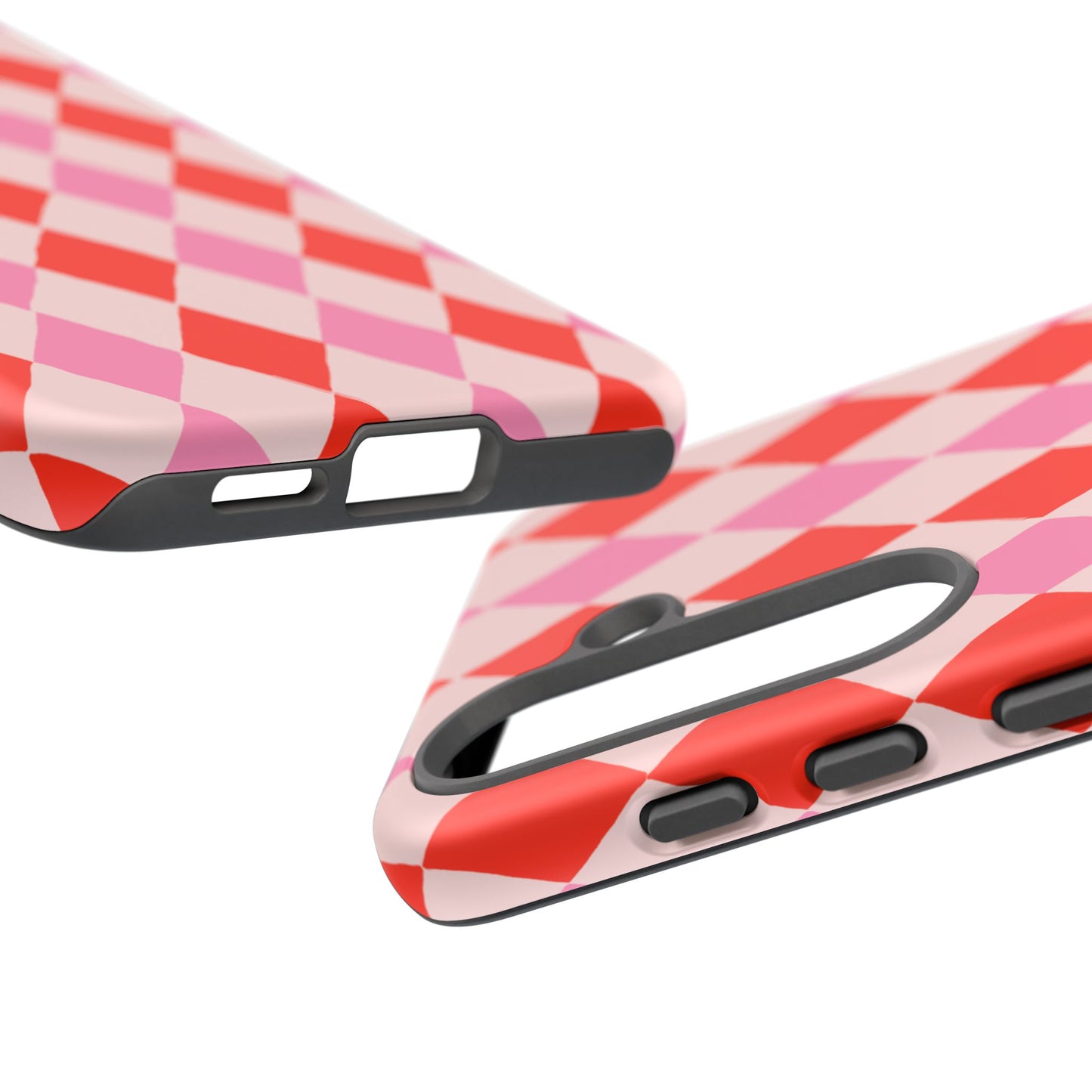 Tough Cases with Red Pink Diamonds, Retro Checkerboard iPhone Case And Samsung Case, Slim Fit Phone Case, Stylish Gift