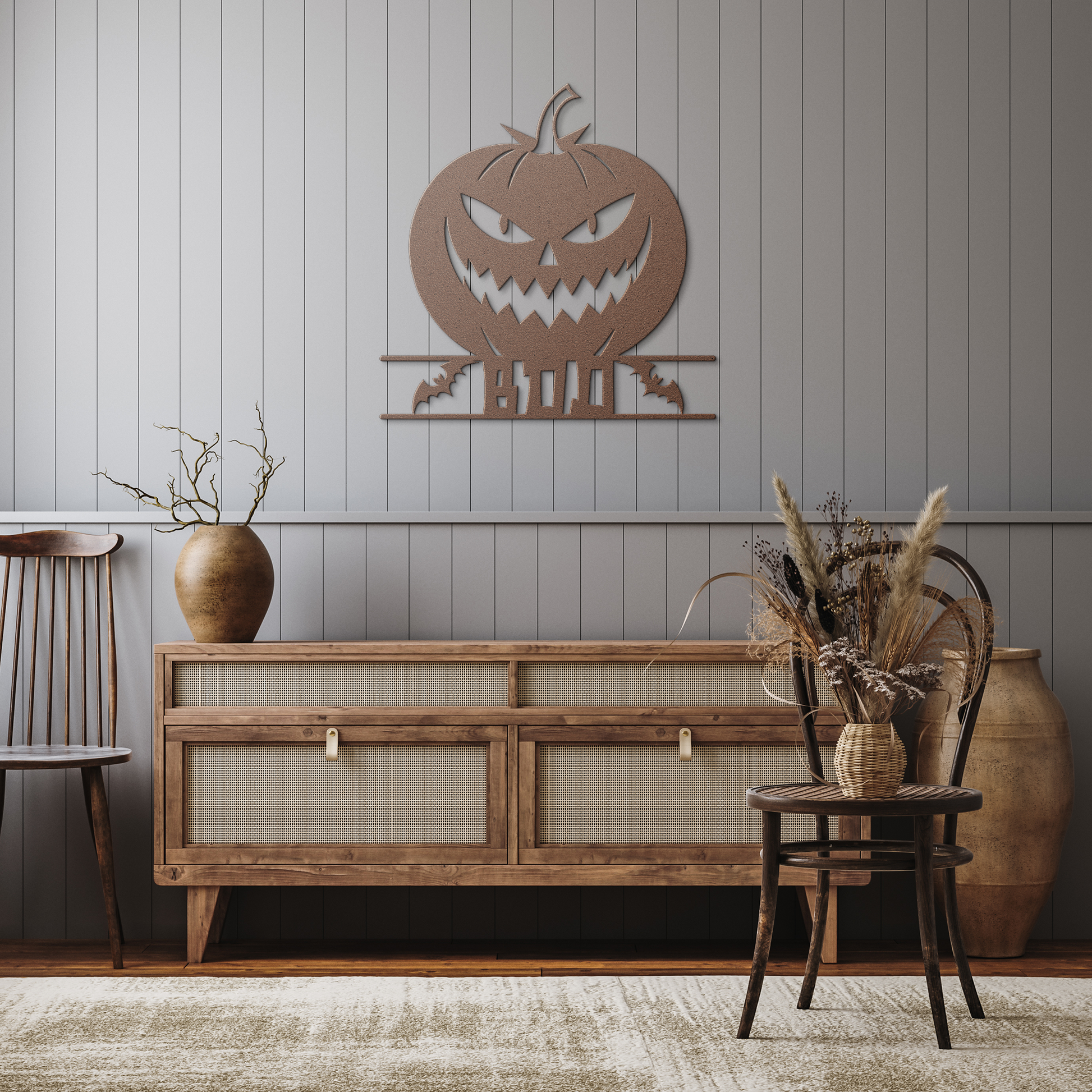 Boo_Metal_Wall_Art_1_Copper_Rustic_Hallway_Mockup.png