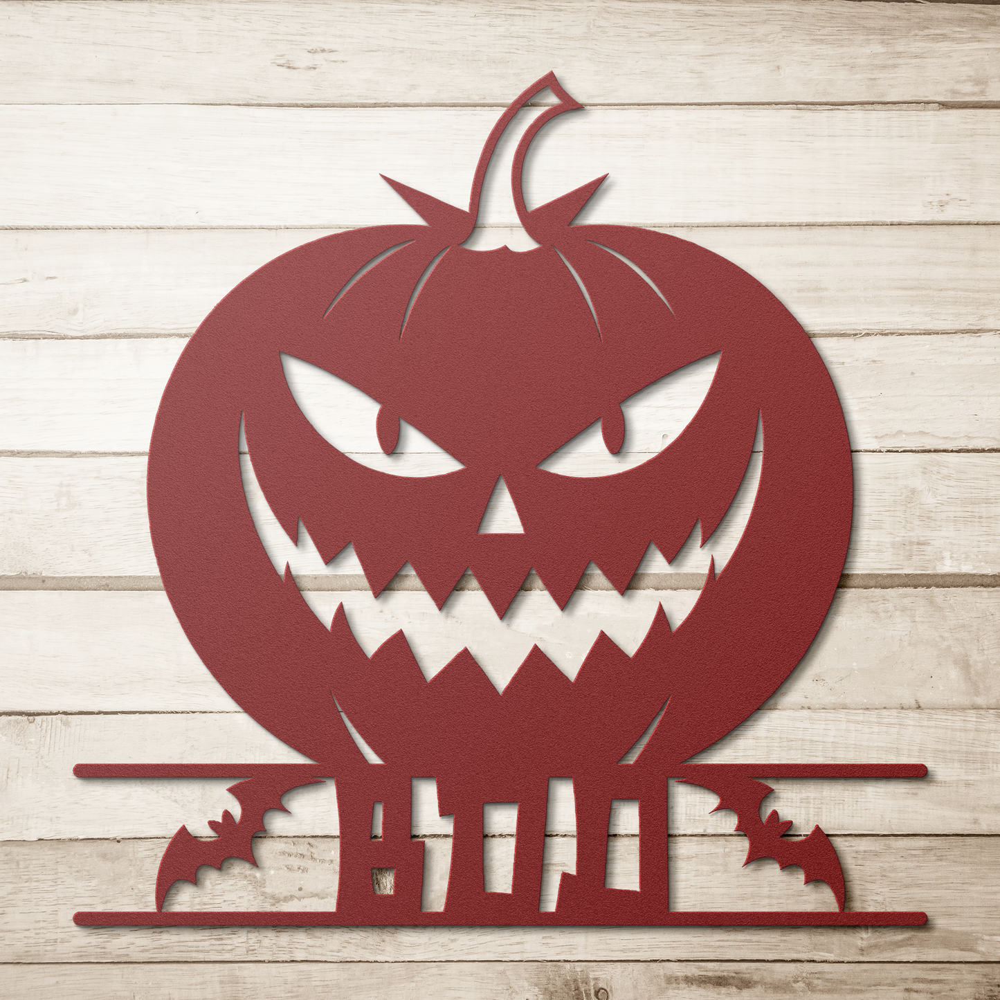 Boo_Metal_Wall_Art_1_Red_Simple_Wood_BKGD_Mockup.png