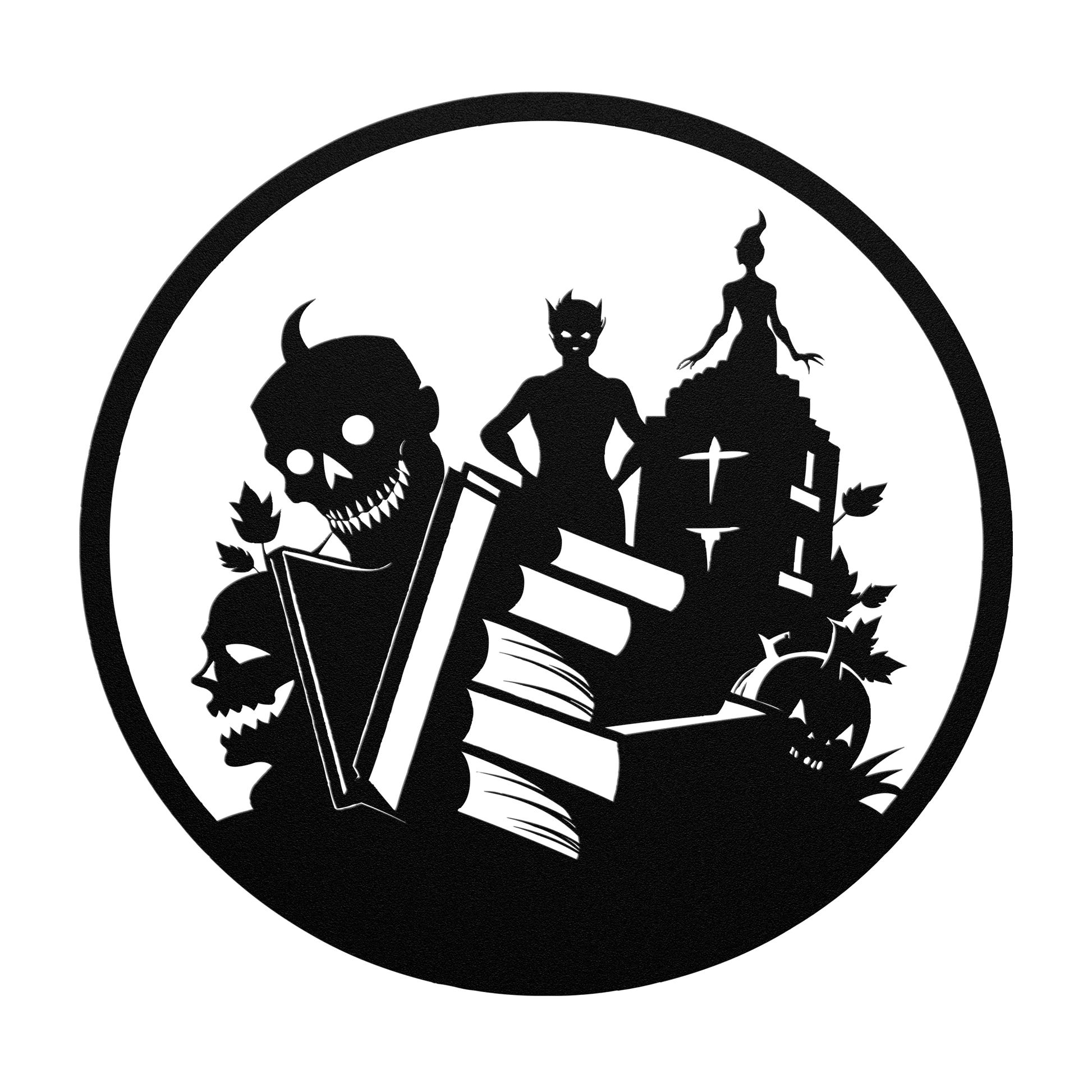 Books_Halloween_Metal_Wall_art_Black_Transparent_Mockup.png