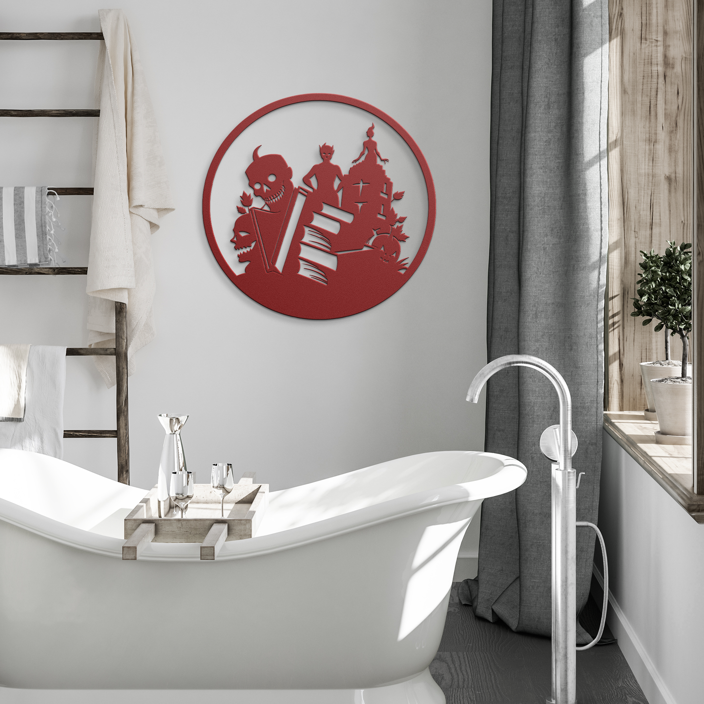 Books_Halloween_Metal_Wall_art_Red_Modern_Bathroom_Mockup.png
