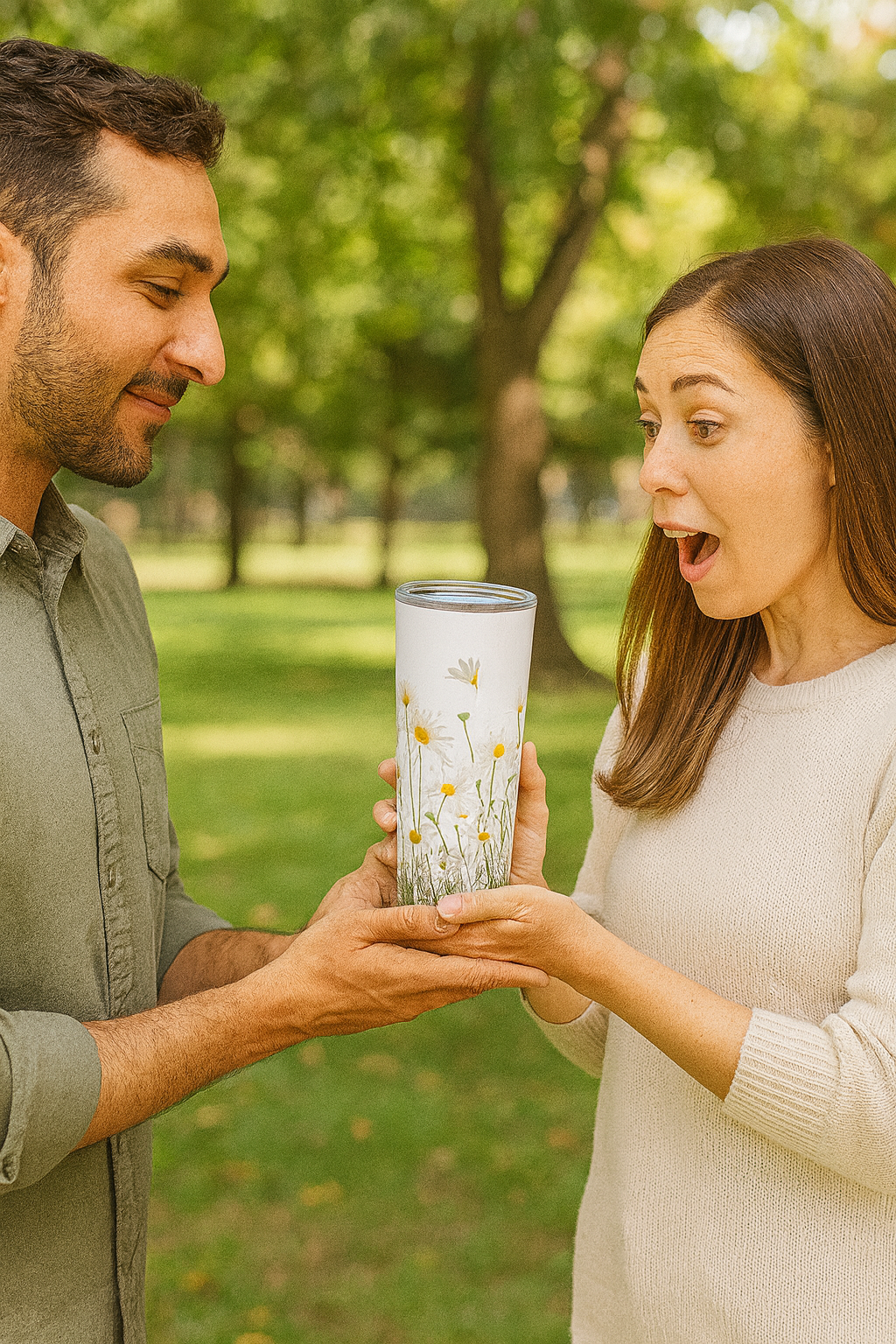 Daisy Field Tumbler, Floral Drinkware, Gift for Garden Lovers, Summer Sips, Eco-Friendly Beverage Container, Gift for Him, Birthday Gift