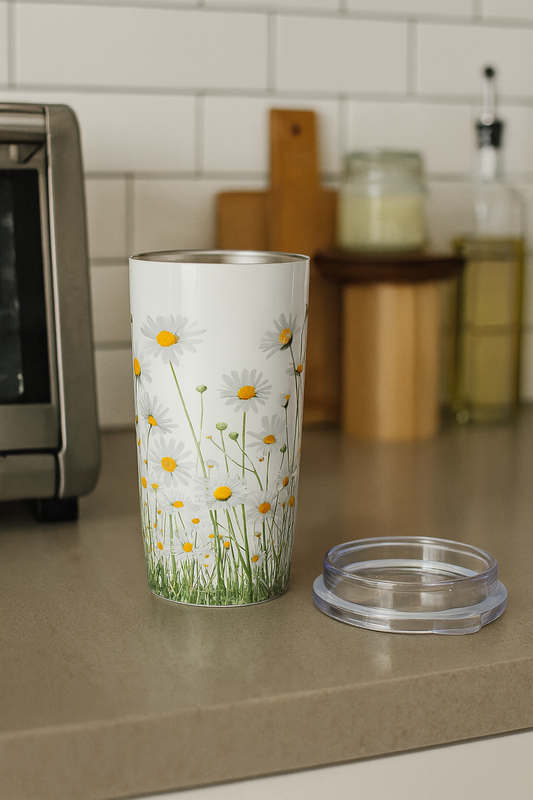 Daisy Field Tumbler, Floral Drinkware, Gift for Garden Lovers, Summer Sips, Eco-Friendly Beverage Container, Gift for Him, Birthday Gift