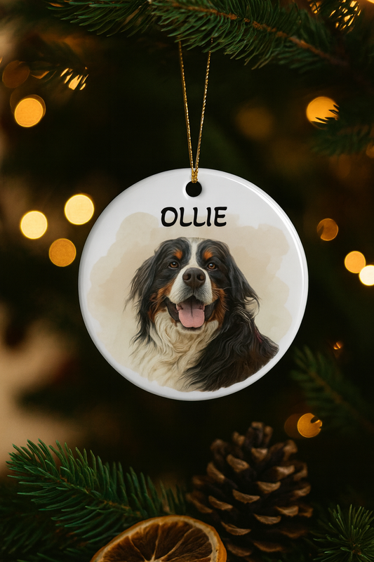 Customizable Dog Portrait Ceramic Ornaments, Personalized Pet Memory Gifts, Holiday Decorations, Unique Gift Ideas for Dog Lovers