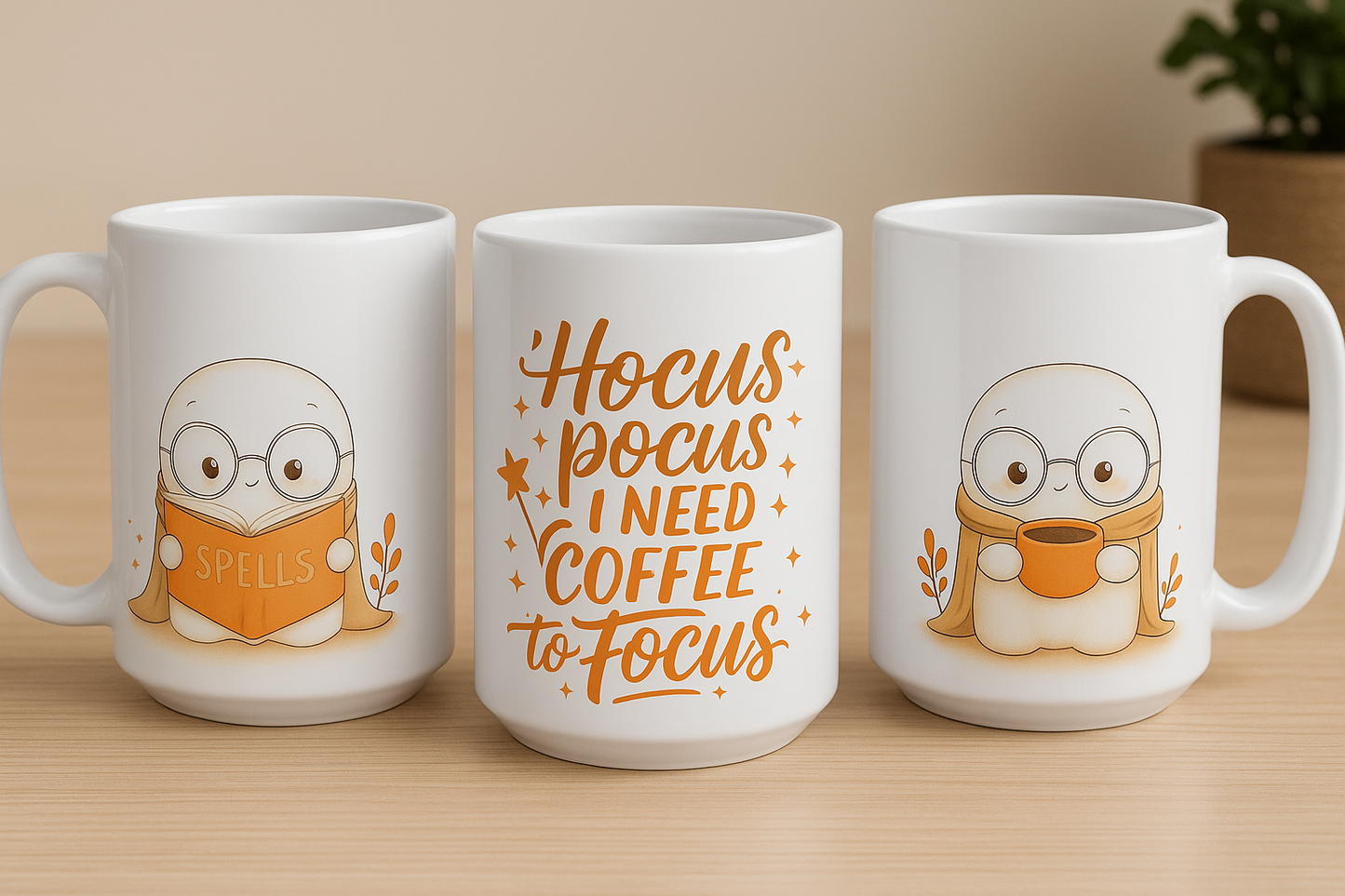 Whimsical Coffee Mug Hocus Pocus, Need Coffee to Focus, Perfect for Fall, Halloween, Gift for Witch Lover, Cozy Vibes, Office Decor