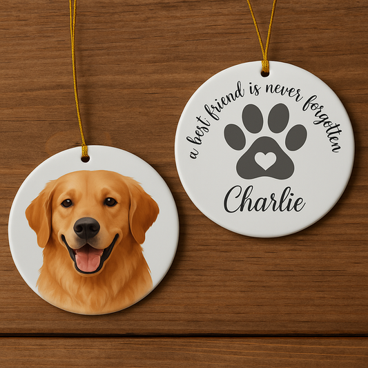 Personalized Pet Memorial Ornaments for Dog Lovers, Holiday Décor, Custom Gifts, Dog Lover Gifts, Pet Loss Remembrance