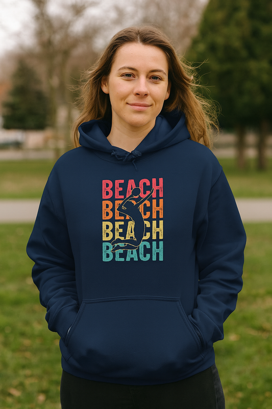 Beach Vibes Unisex Hooded Sweatshirt - Tshirt Gift, Gift For Volleyball Lover, Perfect for Summer Days, Casual Outings, Beach Trips, Gifts