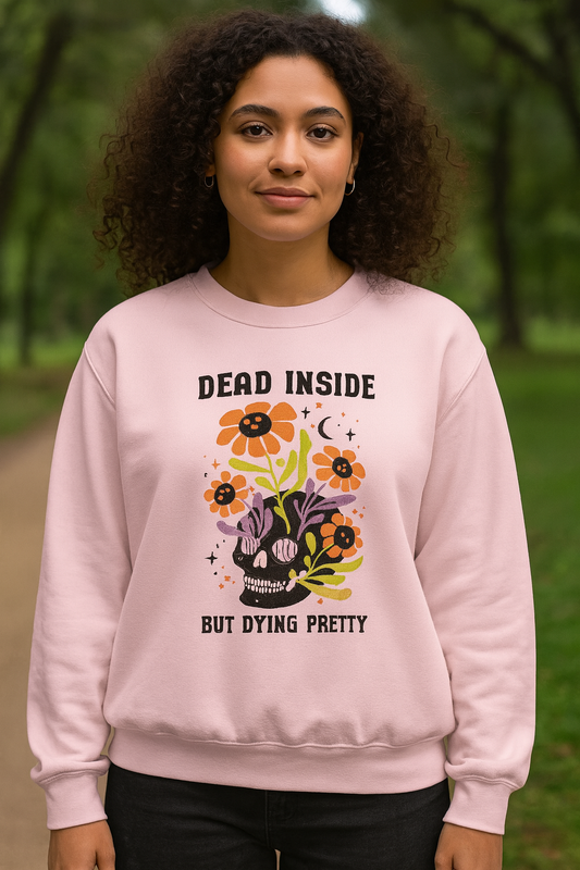 Whimsical Skull Sweatshirt, Cozy Gothic Sweatshirt, Funny Graphic Crewneck, Edgy Gift for Her, Casual Fall Fashion