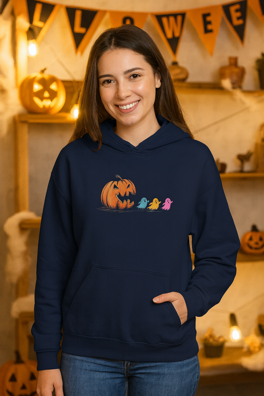 Halloween Pumpkin Cozy Hoodie, Unisex Sweatshirt, Fall Fashion, Spooky Season Apparel, Cute Halloween Gift, Casual Warmth