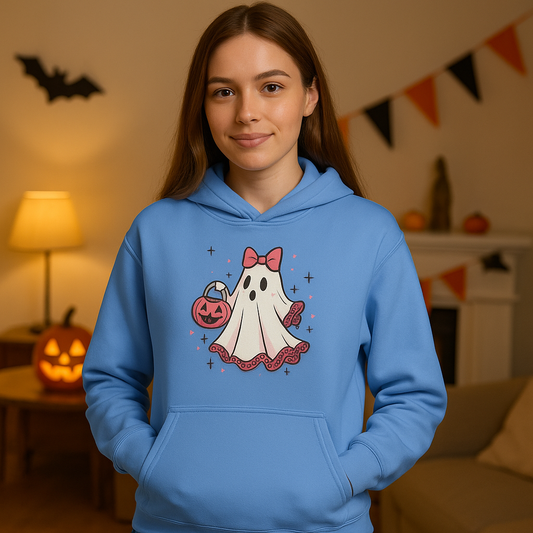 Cute Ghost Halloween Hoodie for Kids, Youth Sweatshirt, Fall Fashion, Trick or Treat Outfit, Ghost Costume