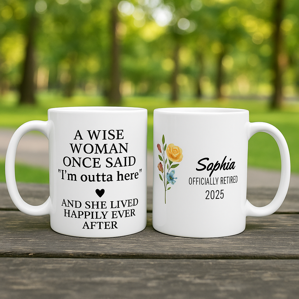 Personalized Floral Mug, Coffee Cup Gift for Friends, Funny Retirement Gift, Sister, Birthday Present, Office Decor