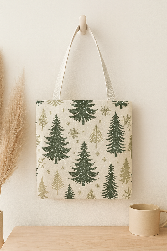 Holiday Pine Tree Tote Bag, Tote Bag, Christmas Tote Bag, Perfect Christmas Gift, Festive Green Design, Seasonal Accessories
