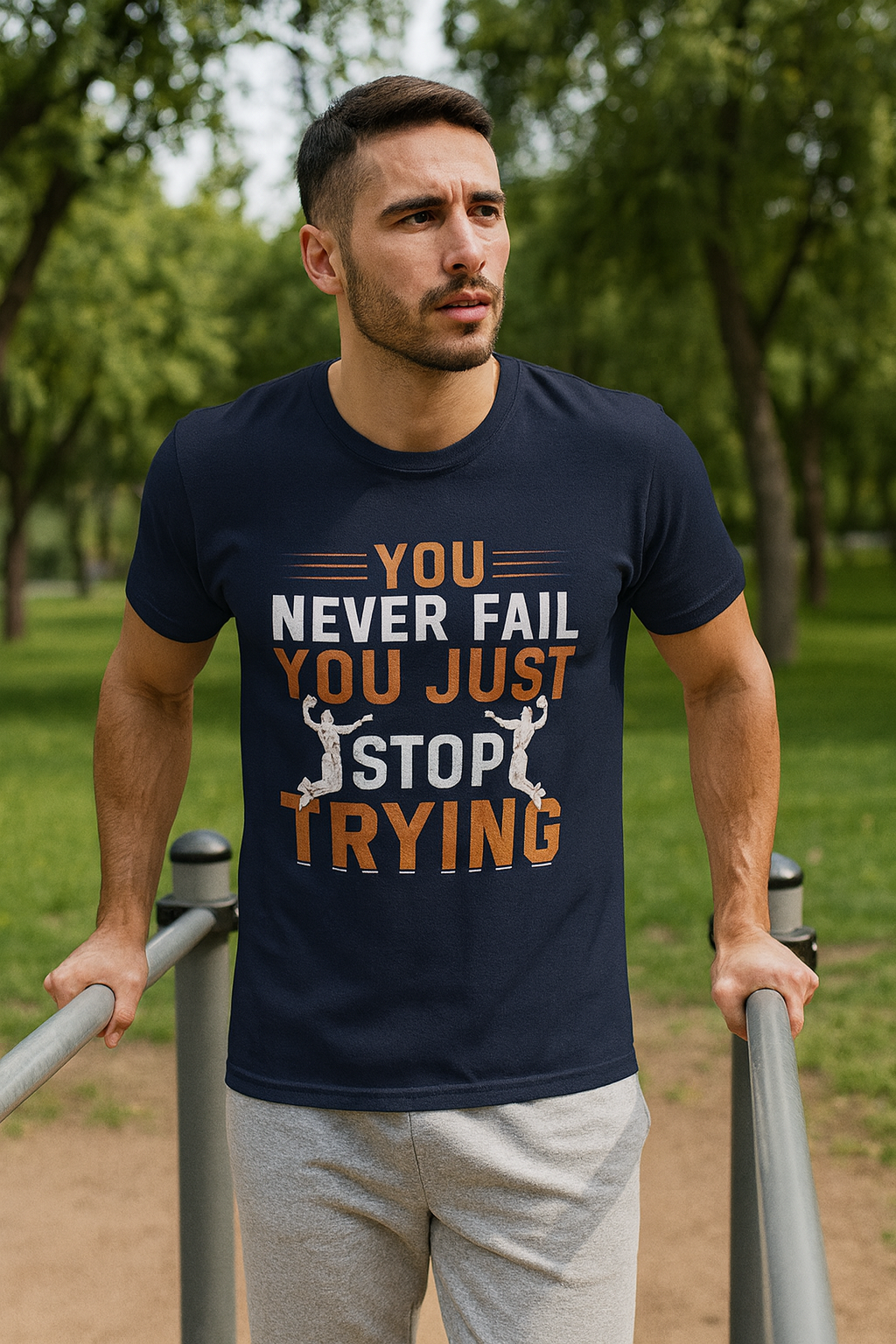 Motivational Fitness Tee, You Never Fail, Sports Lover, Workout Shirt, Gym Apparel, Gift for Athletes, Positive Affirmation Clothing