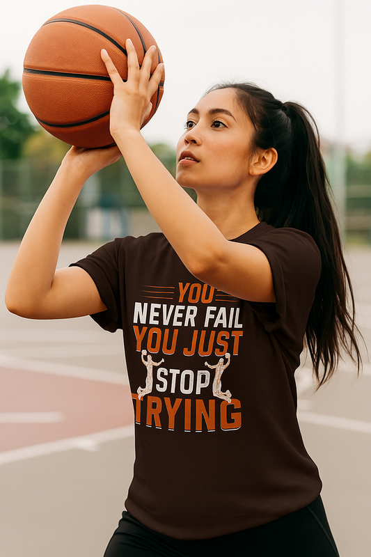 Motivational Fitness Tee, You Never Fail, Sports Lover, Workout Shirt, Gym Apparel, Gift for Athletes, Positive Affirmation Clothing
