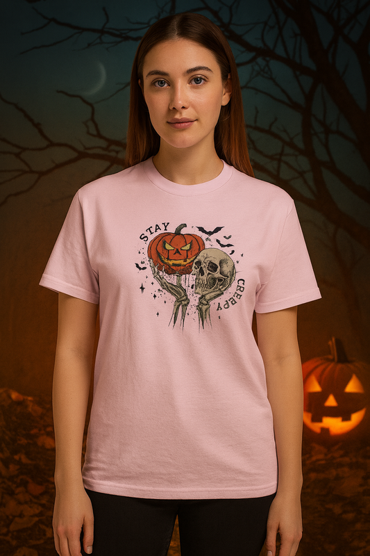Halloween Skull Pumpkin Tee, Spooky Cotton Shirt, Halloween Costume, Fall Apparel, Gifting for Costume Parties