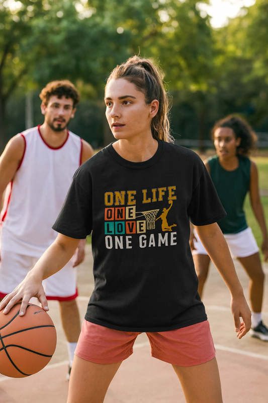 Basketball Life Love Game Tee, Unisex Cotton Shirt, Sports Lover, Gift for Basketball Fans, Motivational Tees, Comfortable Streetwear
