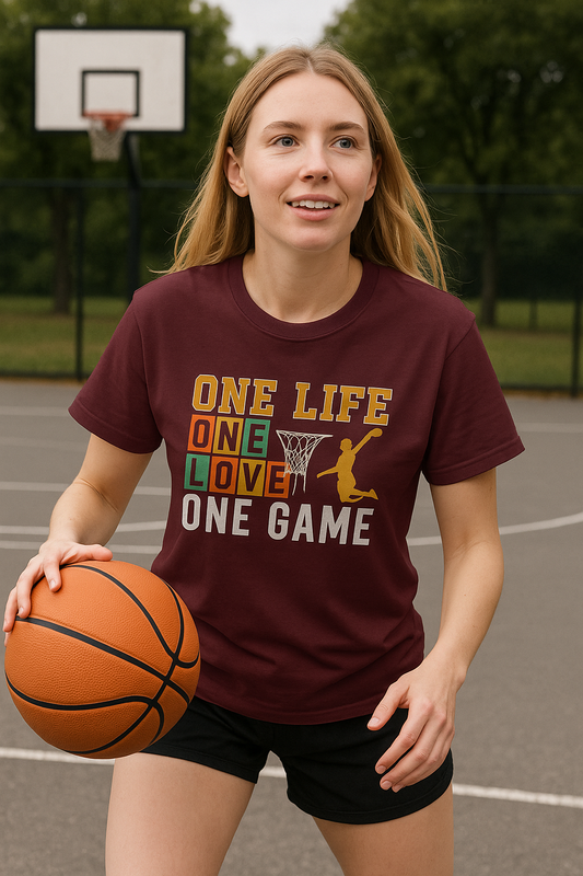 Basketball Life Love Game Tee, Unisex Cotton Shirt, Sports Lover, Gift for Basketball Fans, Motivational Tees, Comfortable Streetwear