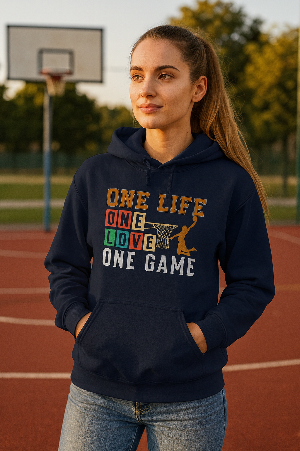 Basketball Lover Tee, One Life One Love One Game Hoodie, Unisex Sweatshirt, Sporty Sweatshirt, Gift for Sports Lovers, Casual Hoodie