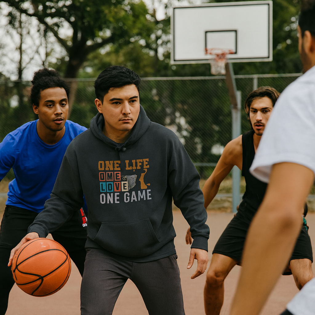 Basketball Lover Tee, One Life One Love One Game Hoodie, Unisex Sweatshirt, Sporty Sweatshirt, Gift for Sports Lovers, Casual Hoodie