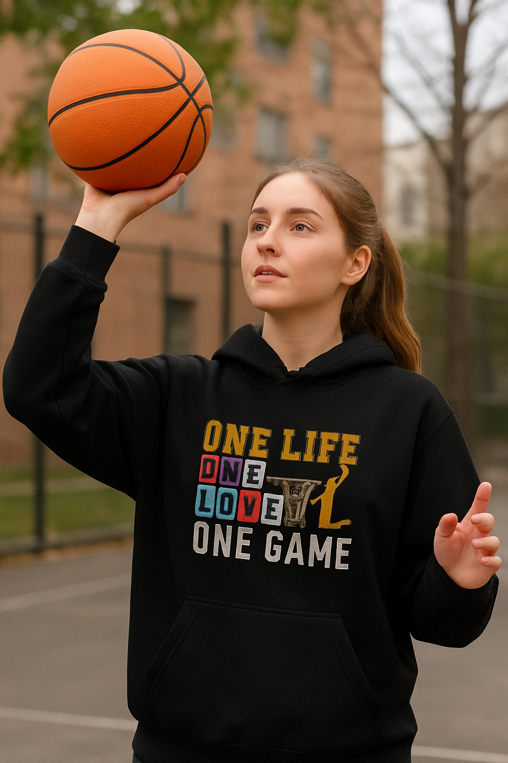 Basketball Lover Tee, One Life One Love One Game Hoodie, Unisex Sweatshirt, Sporty Sweatshirt, Gift for Sports Lovers, Casual Hoodie