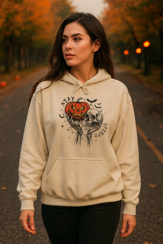 Halloween Pumpkin & Skull Sweatshirt hoodie, Cozy Halloween Hoodie, Fall Fashion, Spooky Gift, Hooded Sweatshirt, Halloween Day Gift
