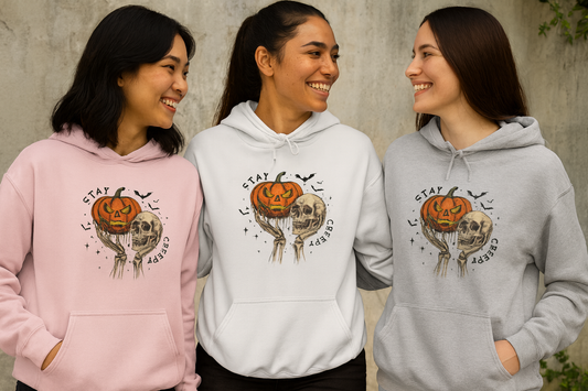 Halloween Pumpkin & Skull Sweatshirt hoodie, Cozy Halloween Hoodie, Fall Fashion, Spooky Gift, Hooded Sweatshirt, Halloween Day Gift