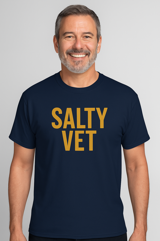 Salty Vet T-Shirt, Unisex Heavy Cotton Tee for Veterans, Gift for Military Families, Casual Wear, Marine Corps Pride