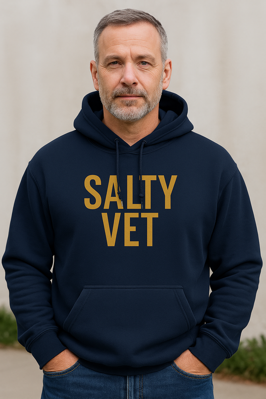 Salty Vet Hooded Sweatshirt, Gift For Navy Veteran, Cozy Unisex Hoodie for Veteran, Veterinary Gift, Warm Sweatshirt