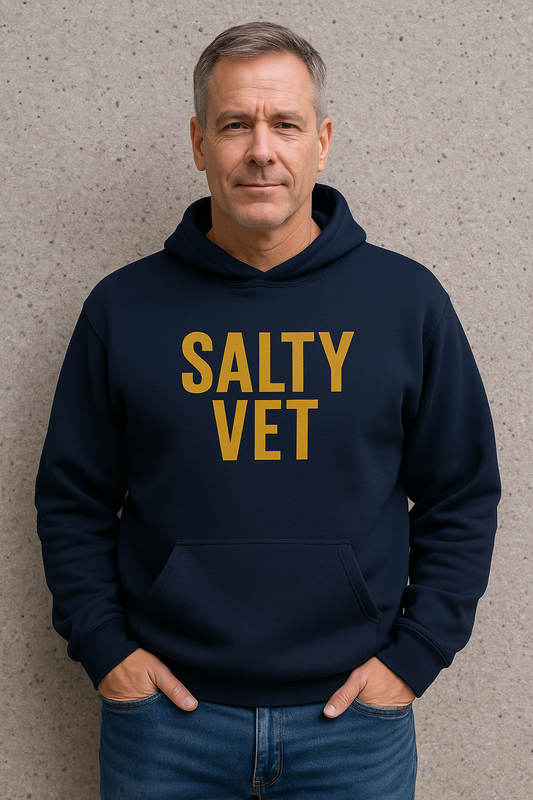 Salty Vet Hooded Sweatshirt, Gift For Navy Veteran, Cozy Unisex Hoodie for Veteran, Veterinary Gift, Warm Sweatshirt