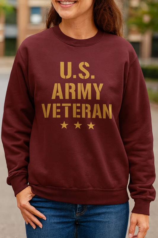 U.S. Army Veteran Crewneck Sweatshirt, Military Tribute Gift, Veteran Appreciation, Unisex Casual Wear, Cozy Sweatshirt