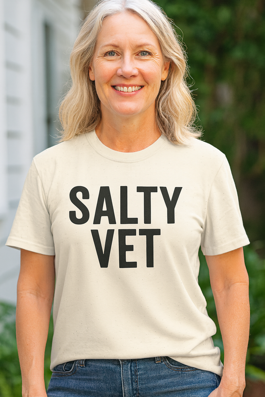 Salty Vet Unisex Heavy Cotton Tee, Funny Gift For Veteran, Casual Shirt, Animal Lover Apparel, Unique Gift for Veterinarians
