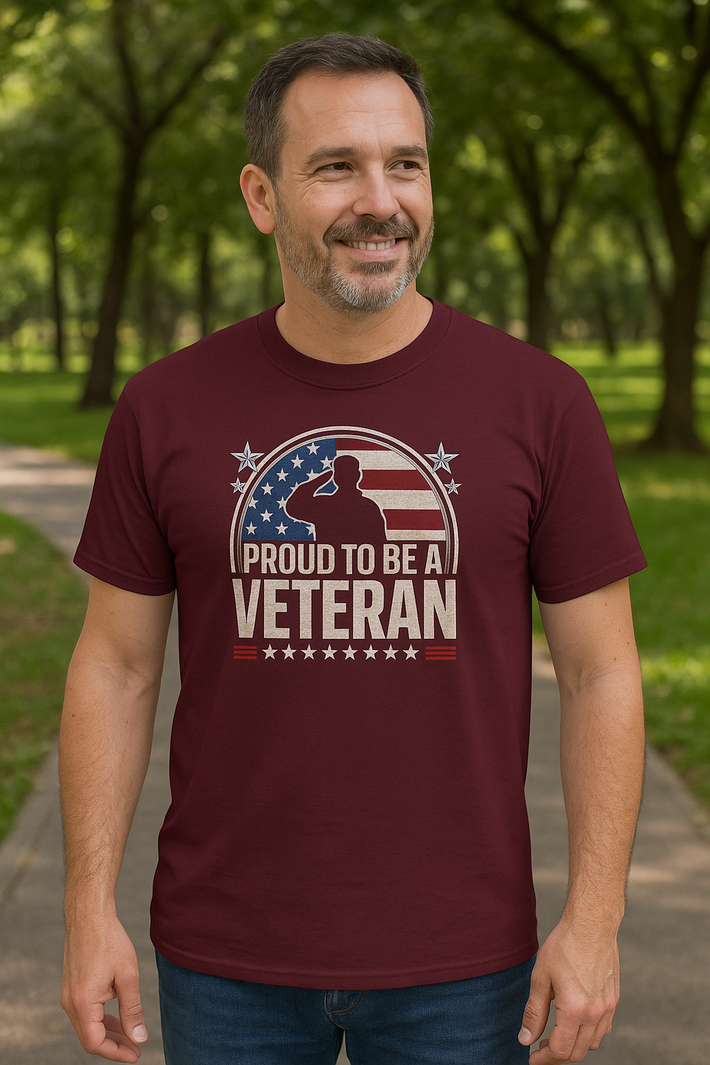 Proud Veteran Heavy Cotton Tee, Army Navy Military Shirt, Gift for Veterans, Memorial Day, Independence Day, Patriotic Apparel