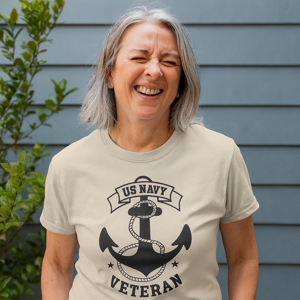 Navy Veteran Heavy Cotton Tee, US Navy Tribute Shirt, Military Appreciation Gift, Veteran's Day Outfit, Gift for Navy Personals